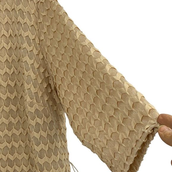 Sharagano Plus Size 24W Cafe Textured Zig Zag Belted Dress EUC $118 2458 Crochet - Picture 6 of 14